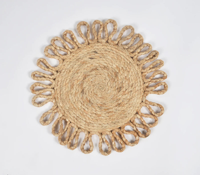 Braided Jute Spiral Sun Placemats (Set of 4)-Casa Amarosa-lobo nosara