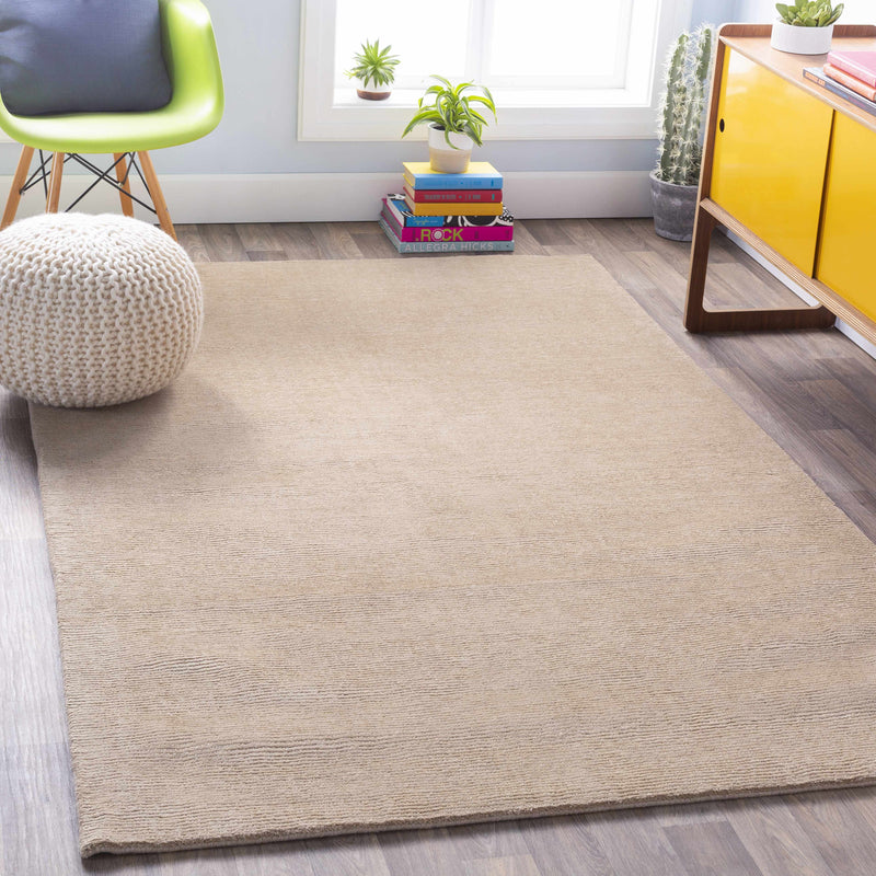 Brockton Solid Tan Wool Rug-Boutique Rugs-lobo nosara