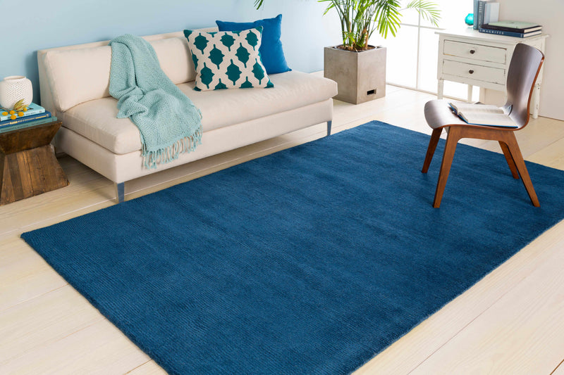 Brockton Solid Wool Blue Area Rug-Boutique Rugs-lobo nosara