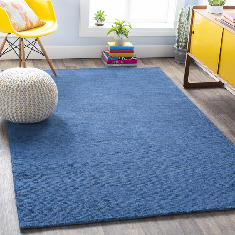 Brockton Solid Wool Blue Area Rug-Boutique Rugs-lobo nosara