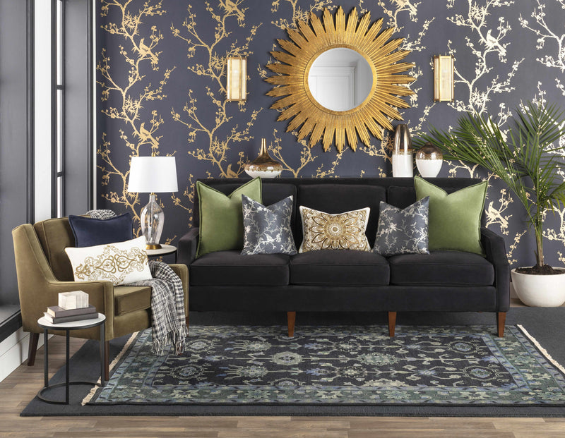 Brockton Solid Wool Dark Blue Area Rug-Boutique Rugs-lobo nosara