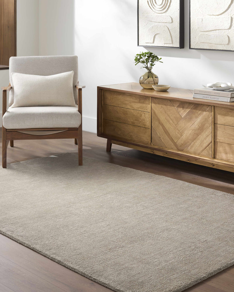 Brockton Solid Wool Gray Area Rug-Boutique Rugs-lobo nosara