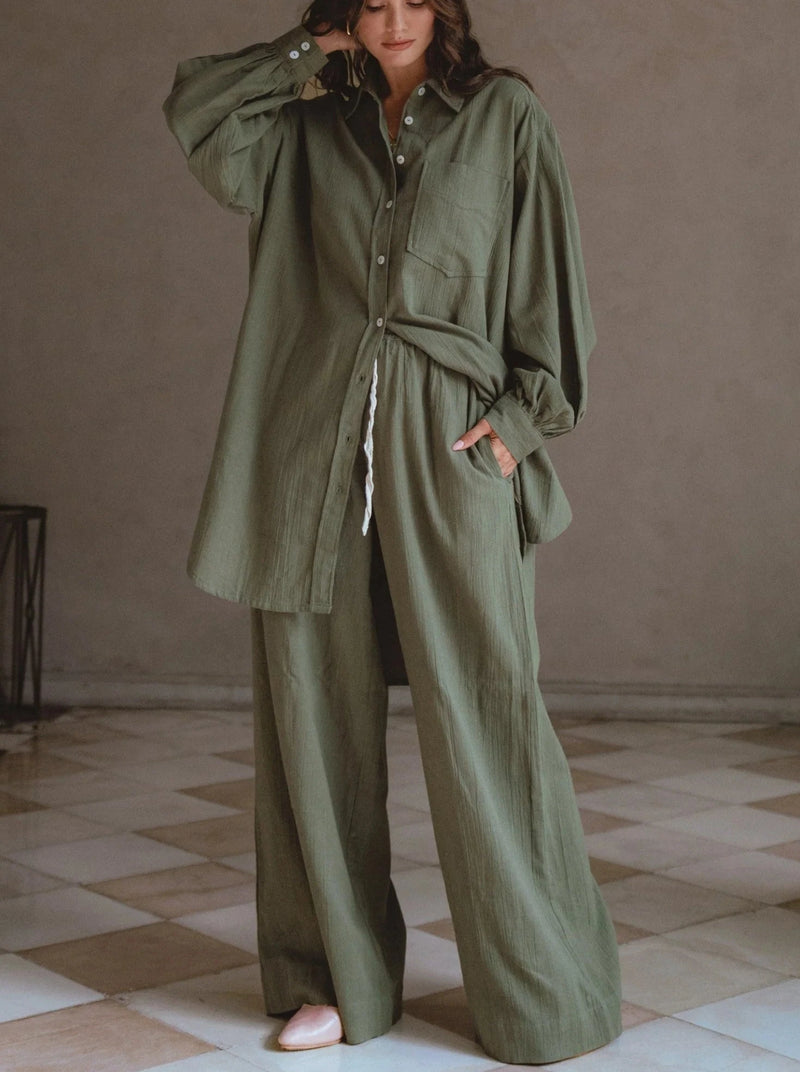 Calin Wide Leg Linen Pants - Khaki-BALI ELF-lobo nosara