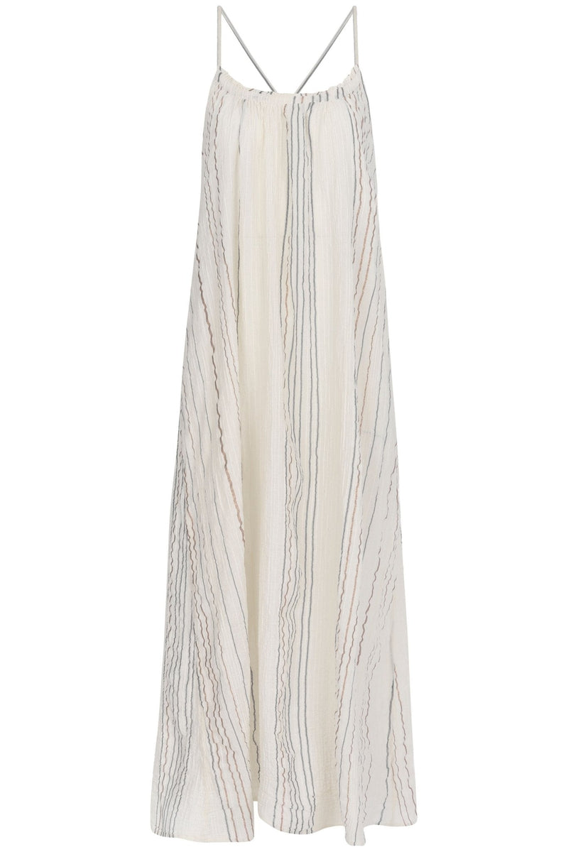 Canggu Maxi Dress - Natural With Stripes-The Handloom-lobo nosara