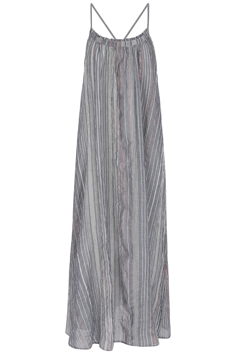 Canggu Maxi Dress - Navy With Stripes-The Handloom-lobo nosara