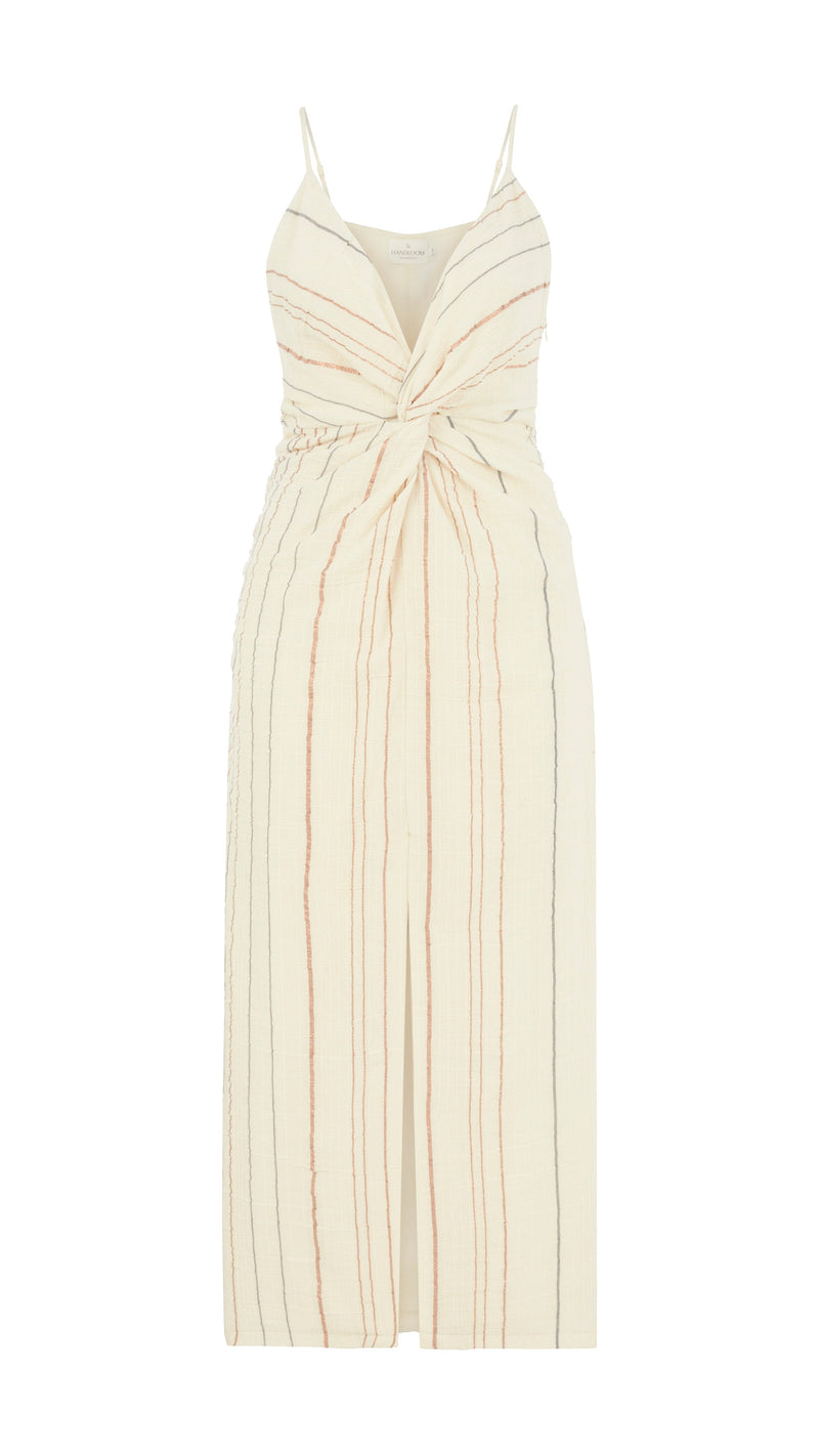 Celia Striped Dress - Natural-The Handloom-lobo nosara