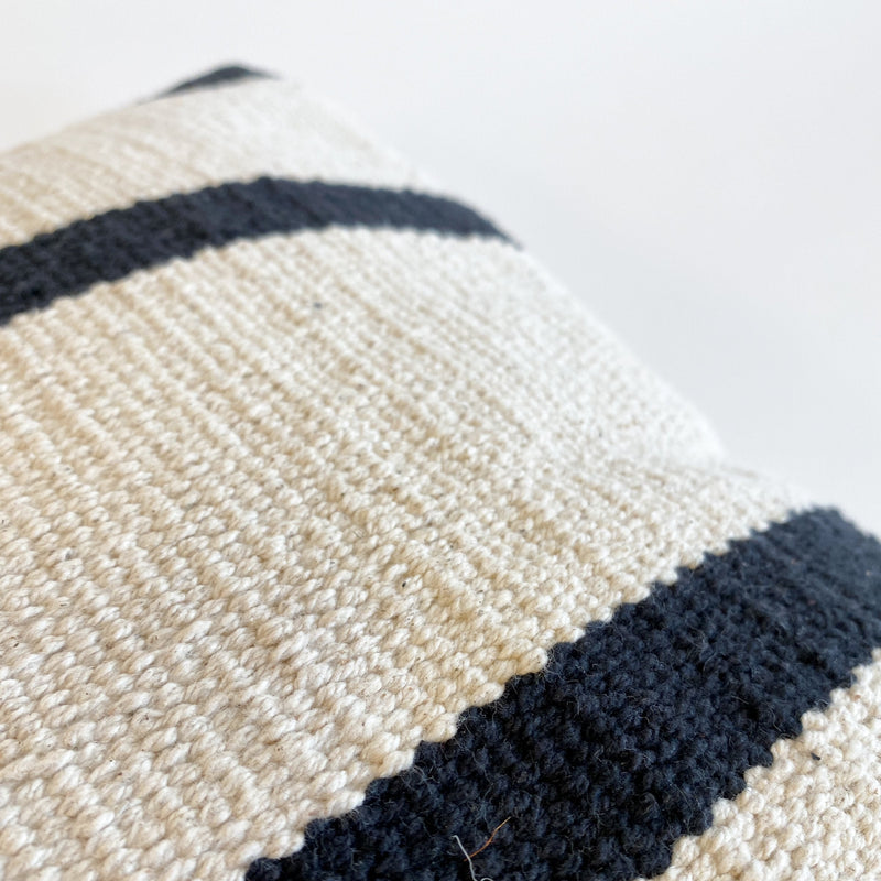 Chanda Handwoven Black and Cream Pillow-The Loomia-lobo nosara