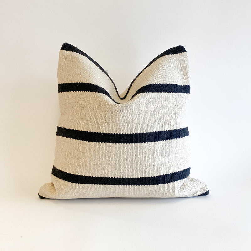 Chanda Handwoven Black and Cream Pillow-The Loomia-lobo nosara