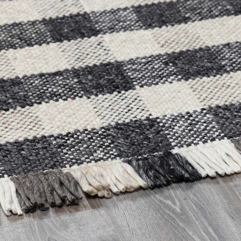 Chilliwack Gray Plaid Wool Rug-Boutique Rugs-lobo nosara