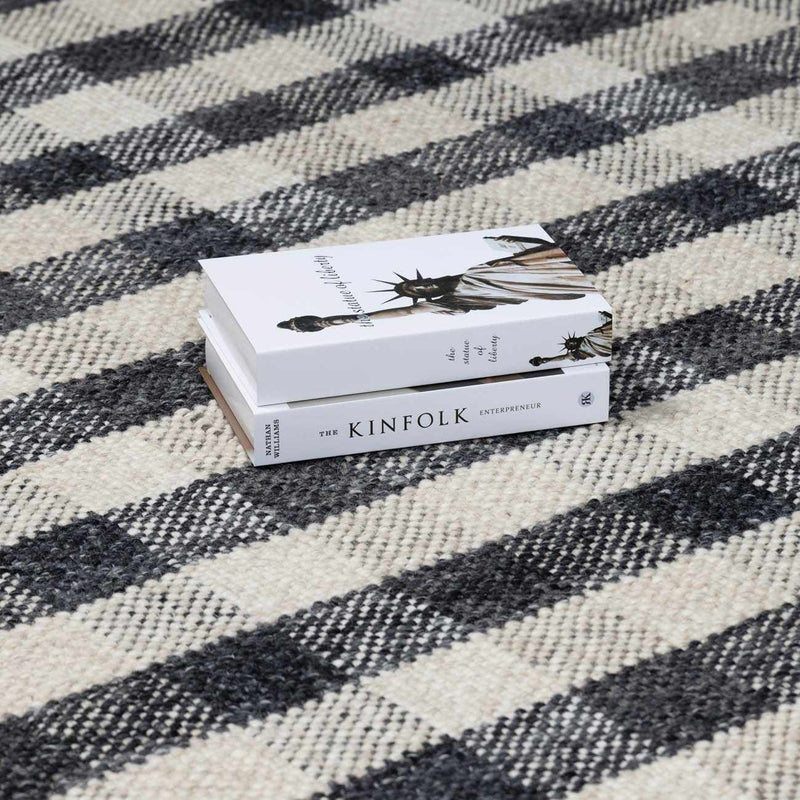 Chilliwack Gray Plaid Wool Rug-Boutique Rugs-lobo nosara