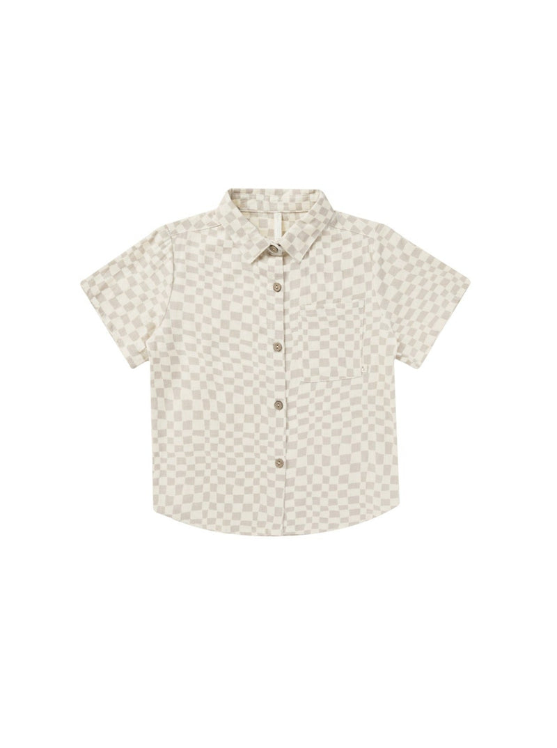 Collared Short Sleeve Shirt || Dove Check-Rylee + Cru-lobo nosara