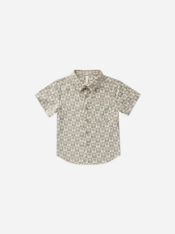 Collared Short Sleeve Shirt || Palm Check-Rylee + Cru-lobo nosara
