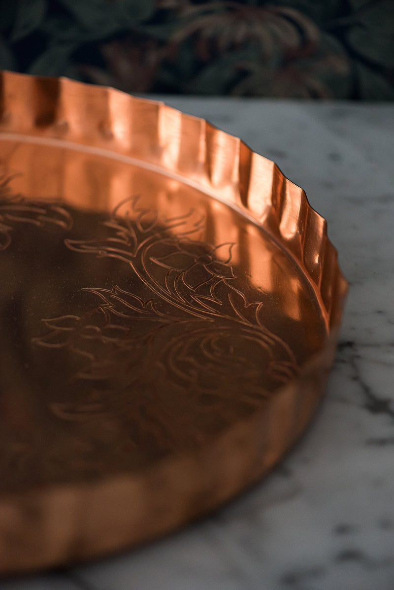 Copper Embossed Serving Tray-Galley & Fen-lobo nosara