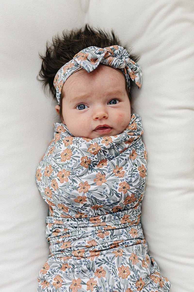 Dainty Meadow Bamboo Stretch Swaddle-Mebie Baby-lobo nosara