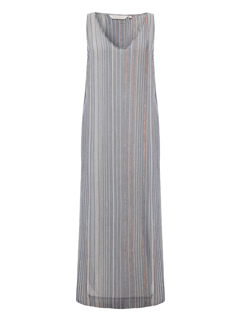 Day Break Dress - Navy With Stripes-The Handloom-lobo nosara