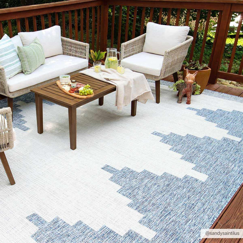 Djugun Blue Outdoor Rug-Boutique Rugs-lobo nosara