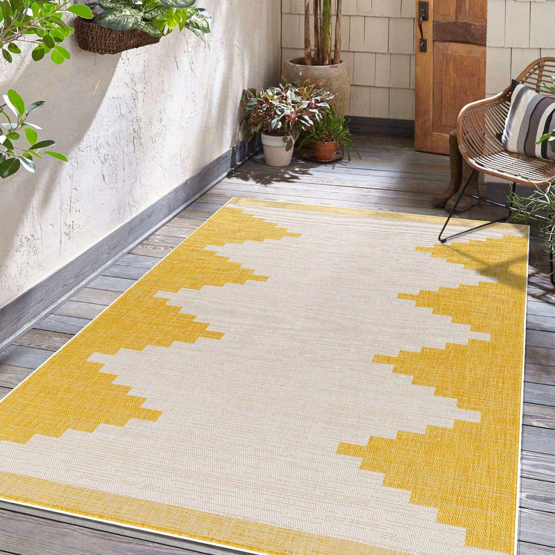 Djugun Yellow Outdoor Rug-Boutique Rugs-lobo nosara