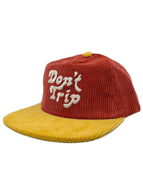 Don't Trip Two Tone Fat Corduroy Snapback Hat Brick/Yellow-Free & Easy-lobo nosara