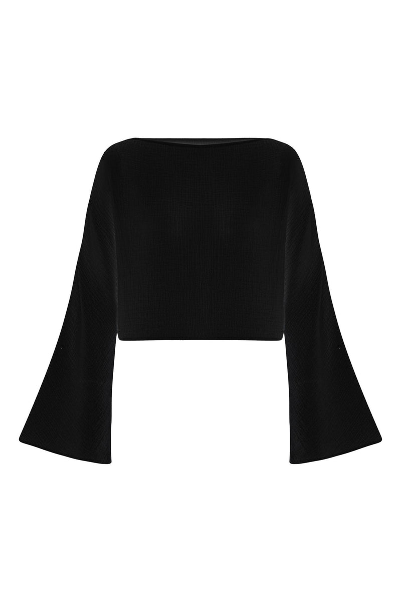 Echo Crop Top - Black-The Handloom-lobo nosara