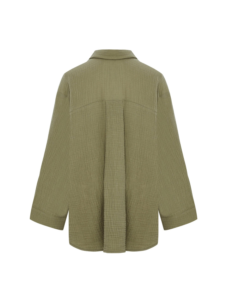 Echo Maxi Shirt - Khaki Green-The Handloom-lobo nosara