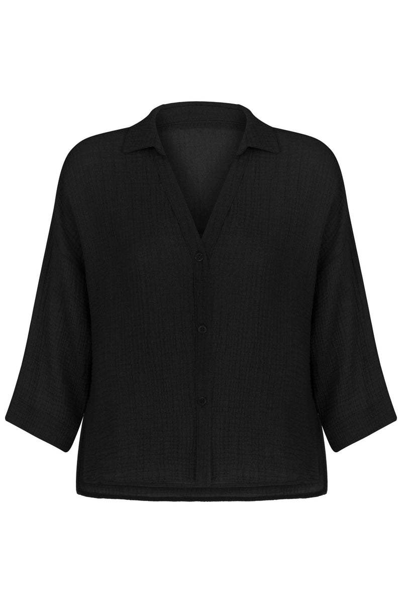 Echo Mini Shirt - Black-The Handloom-lobo nosara