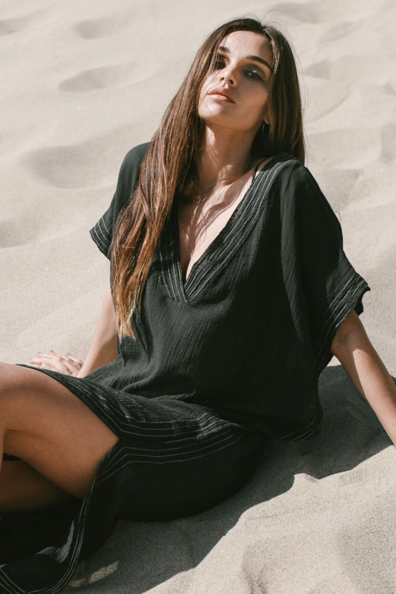 Ela Kaftan - Black-The Handloom-lobo nosara