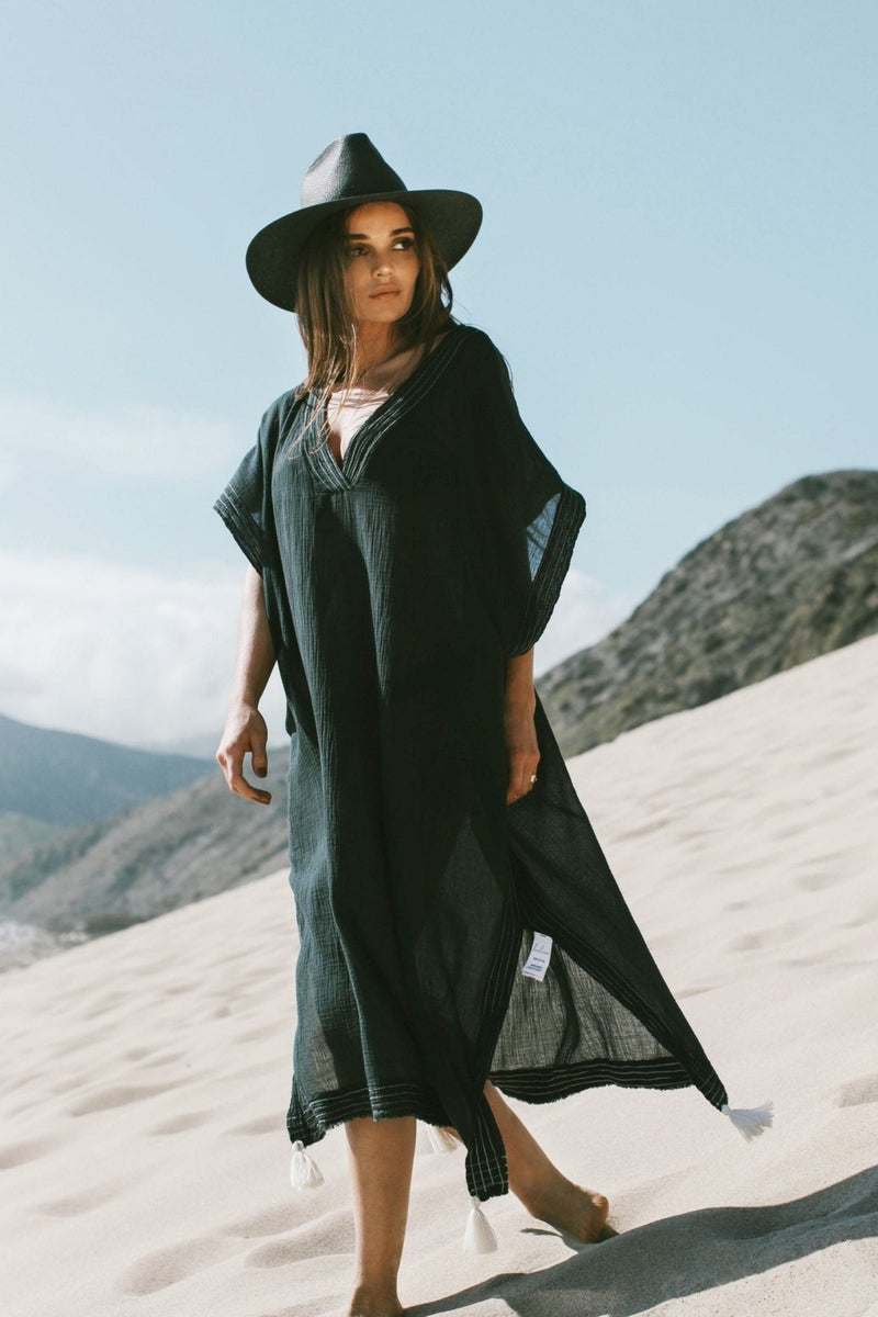 Ela Kaftan - Black-The Handloom-lobo nosara