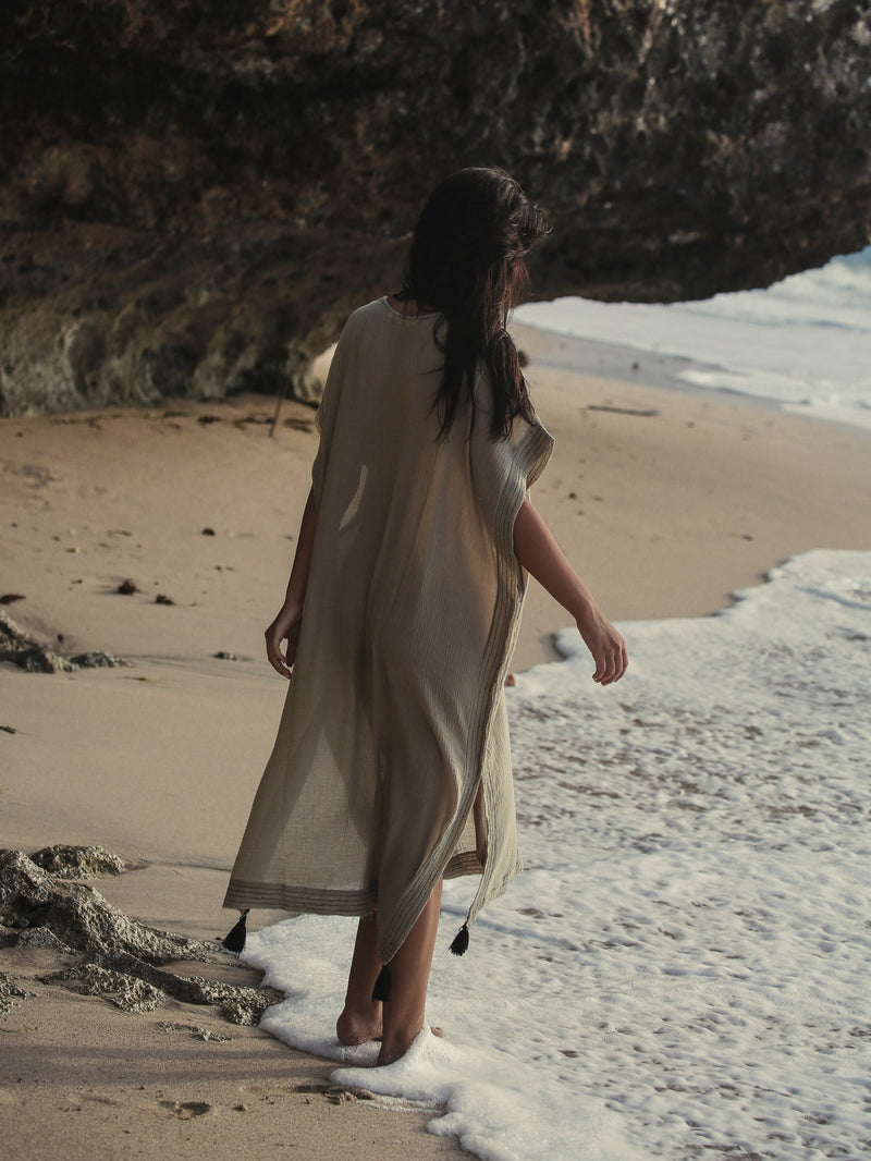 Ela Kaftan - Khaki Green-The Handloom-lobo nosara