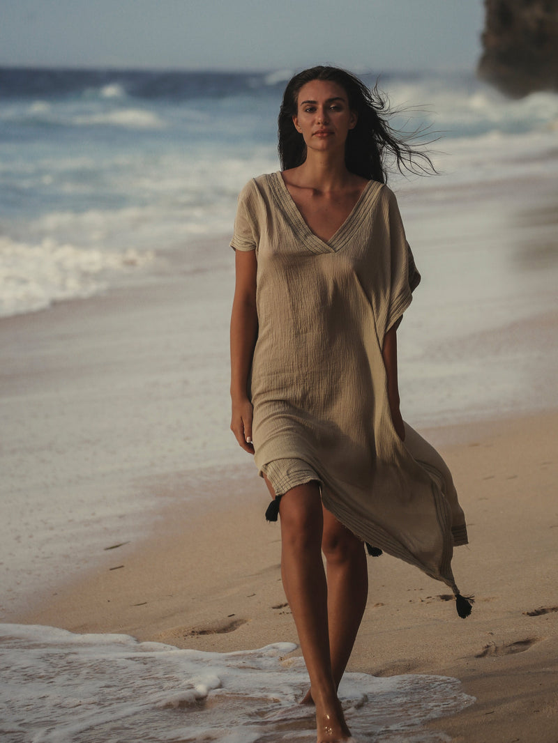 Ela Kaftan - Khaki Green-The Handloom-lobo nosara