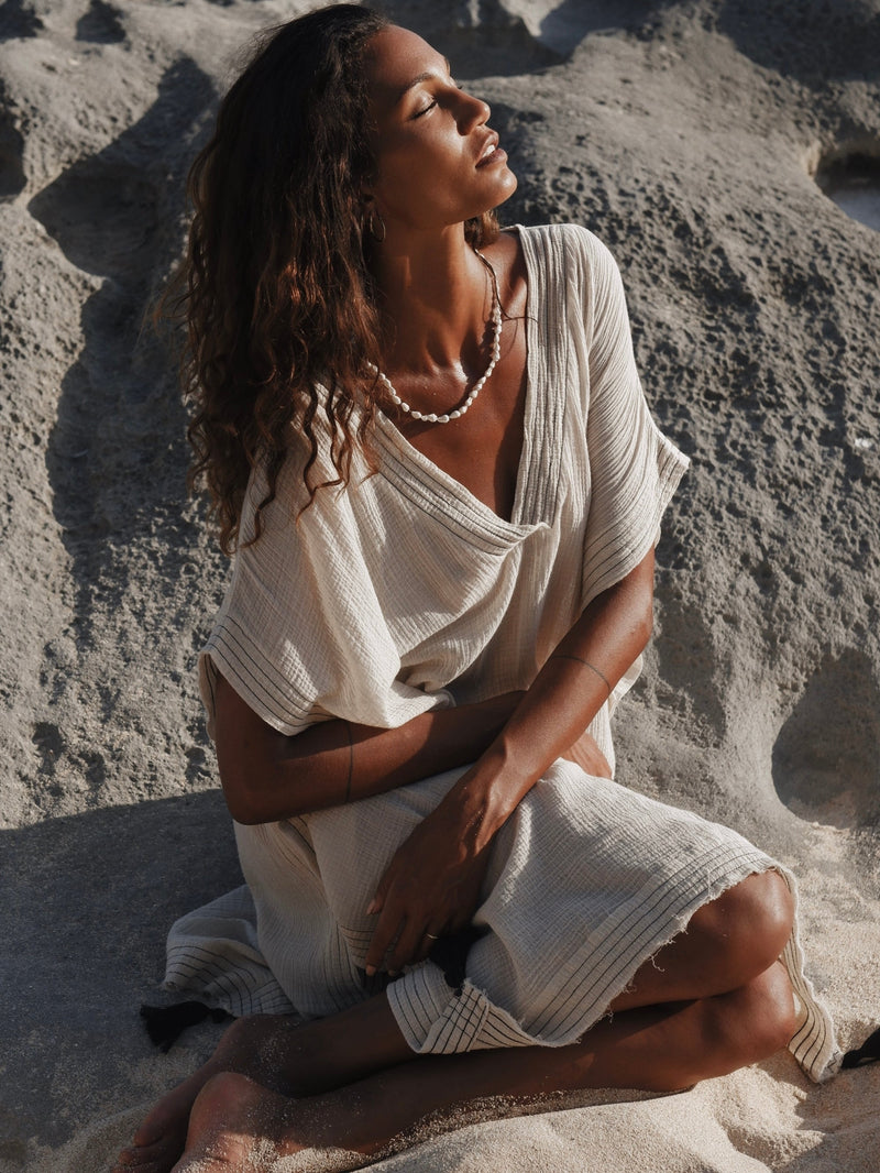 Ela Kaftan - Natural-The Handloom-lobo nosara