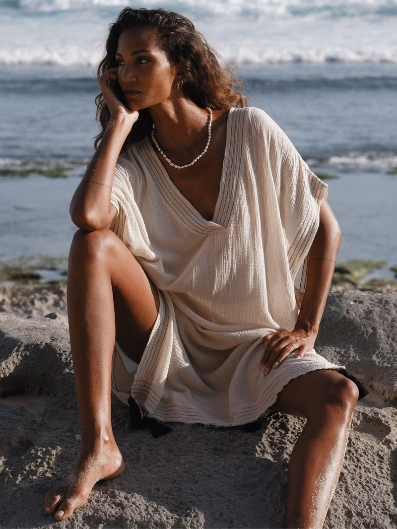 Ela Kaftan - Natural-The Handloom-lobo nosara