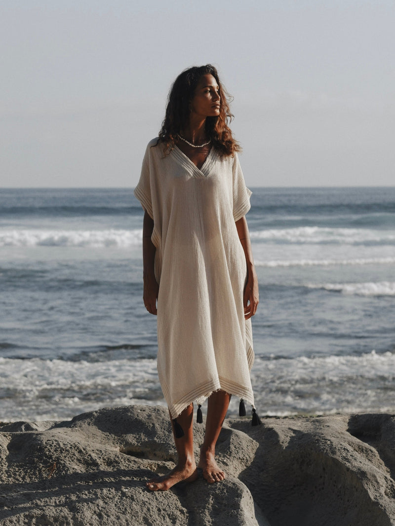 Ela Kaftan - Natural-The Handloom-lobo nosara