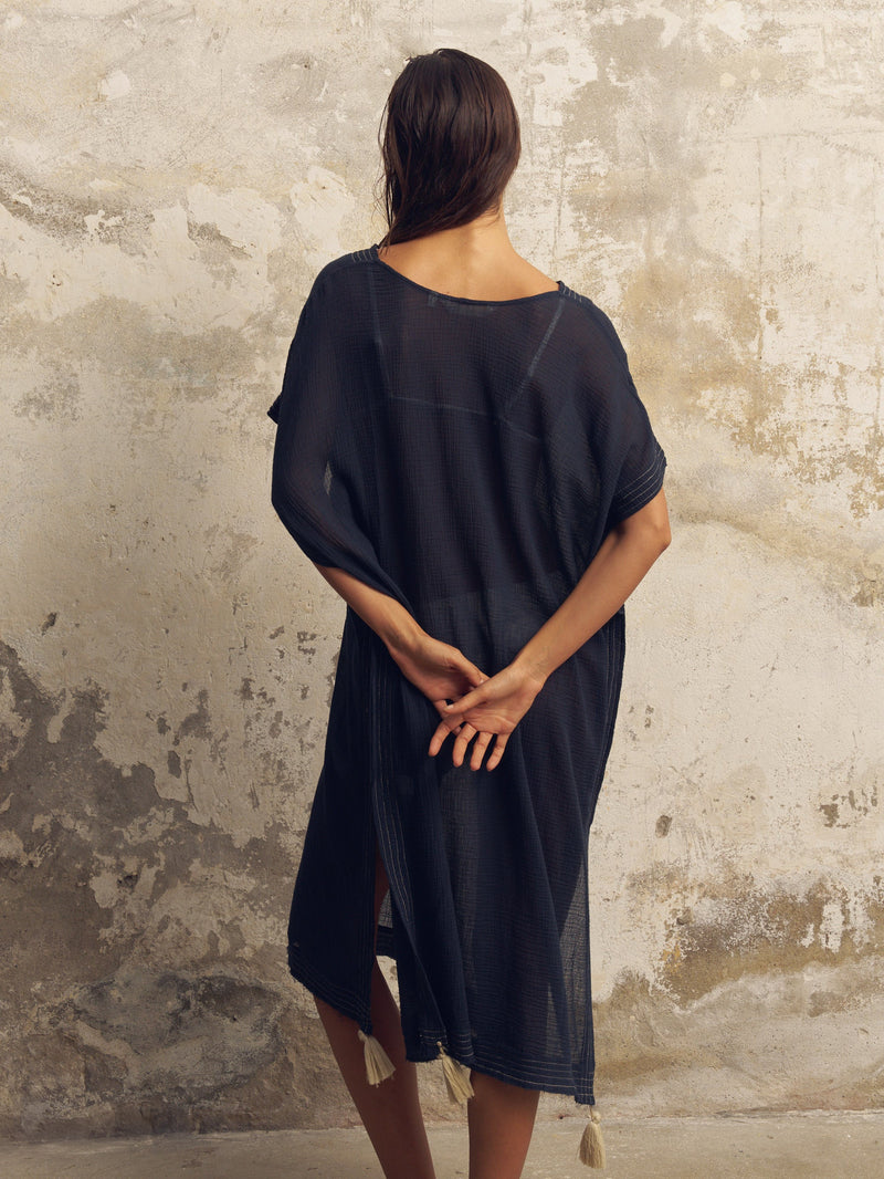 Ela Kaftan - Navy-The Handloom-lobo nosara