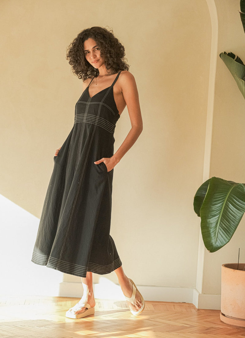 Eva Maxi Dress - Black-The Handloom-lobo nosara