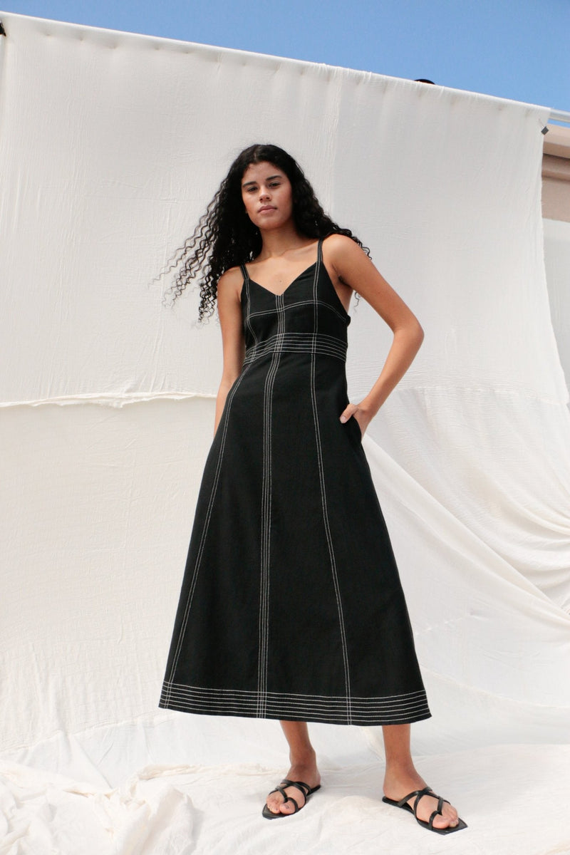 Eva Maxi Dress - Black-The Handloom-lobo nosara