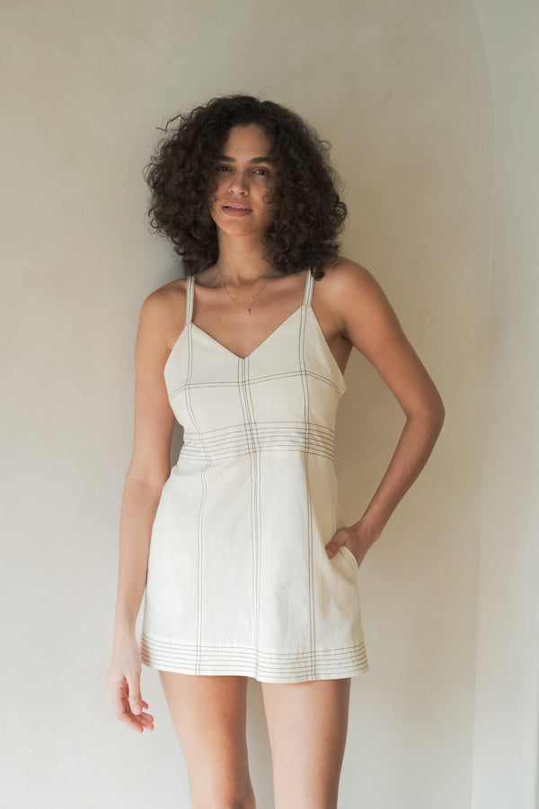 Eva Mini Dress - Natural-The Handloom-lobo nosara