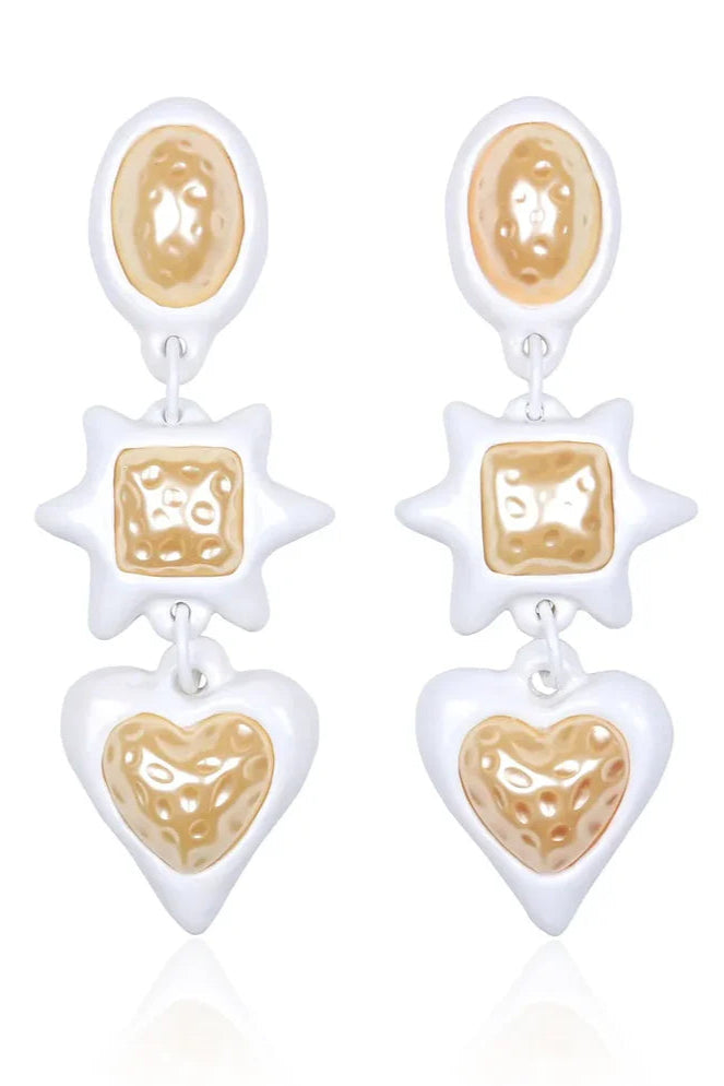 Foxy Brown White Earrings-Corazon de Piña-lobo nosara