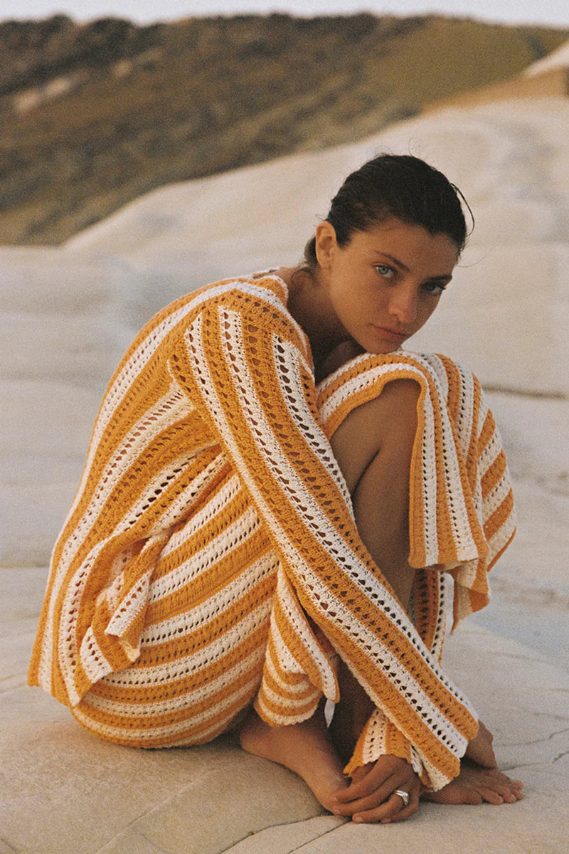 Golden Stripe Cotton Knit Skirt-Zulu & Zephyr-lobo nosara