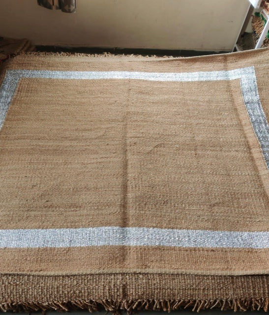 Handwoven Jute Silver Panja Rug-lobo-lobo nosara