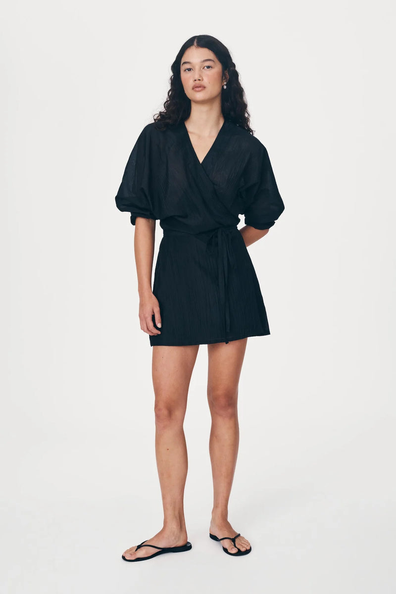 Isla Silk Wrap Mini Dress-ROWIE The Label-lobo nosara