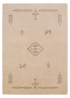 Ivory Border Patterns Hand Loomed Wool Area Rug-The Rug Decor-lobo nosara