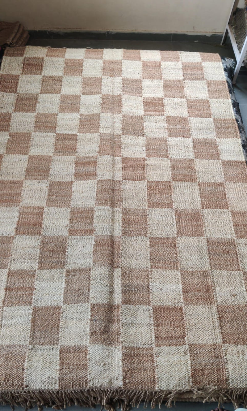 Jute Checkered Rug-lobo-lobo nosara