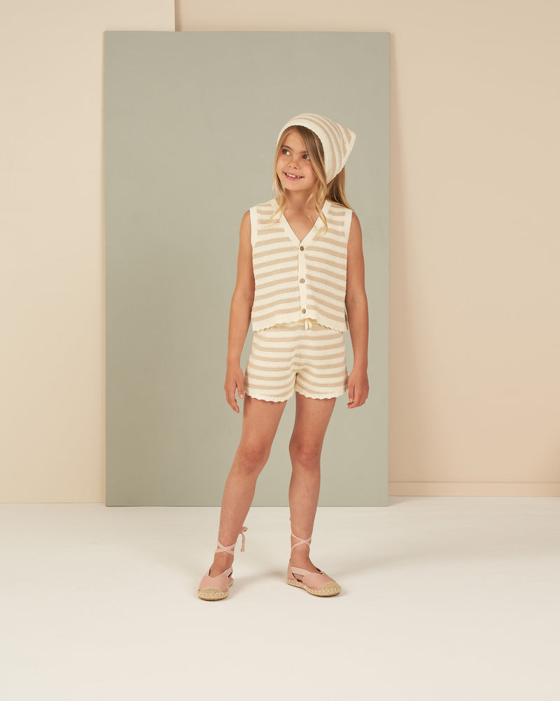 Knit Shorts || Sand Stripe-Rylee + Cru-lobo nosara