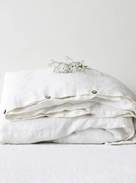 Linen Duvet Cover - White-Linen Tales-lobo nosara