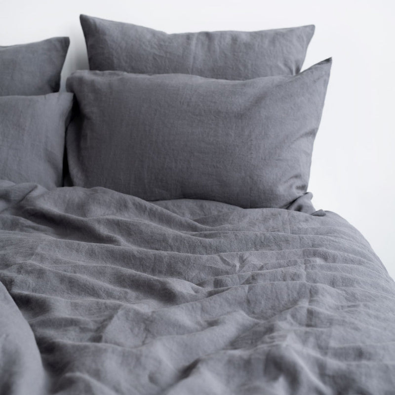 Linen Bed Set - Dark Grey-Linen Tales-lobo nosara