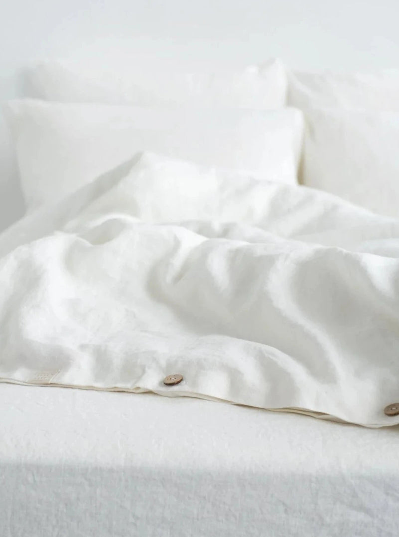 Linen Duvet & Pillow Set - White-Linen Tales-lobo nosara