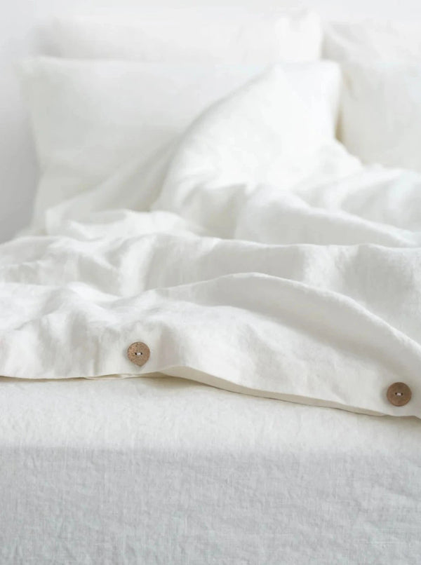 Linen Duvet & Pillow Set - White-Linen Tales-lobo nosara