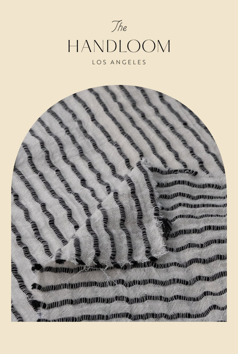 Liv Mini Ruffle Dress - Black Stripes-The Handloom-lobo nosara