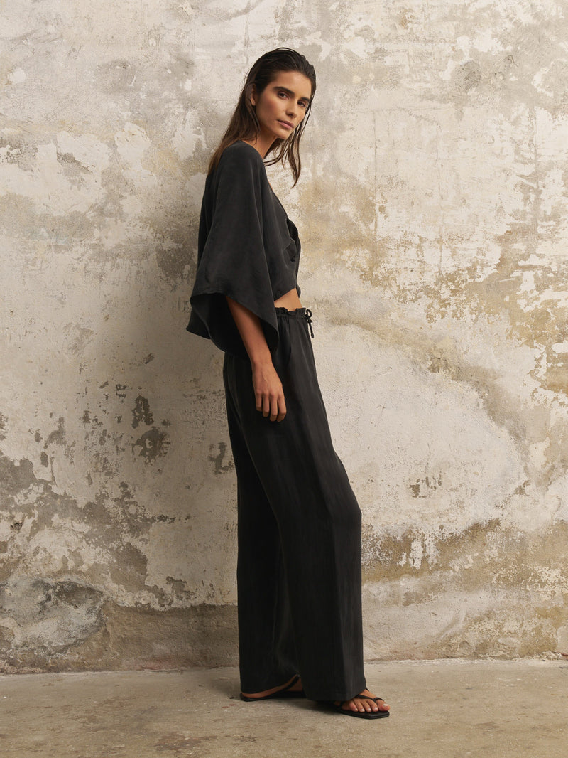 Lucid Flow Tie Pants - Black-The Handloom-lobo nosara