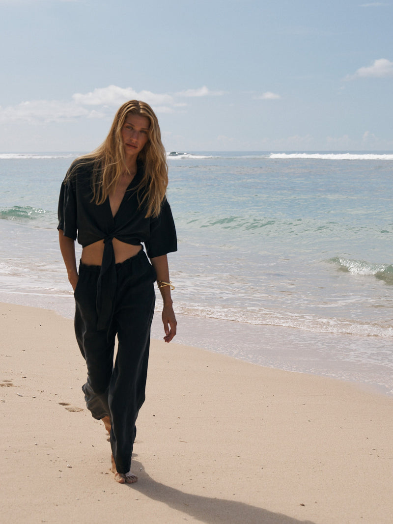 Lucid Flow Tie Pants - Black-The Handloom-lobo nosara